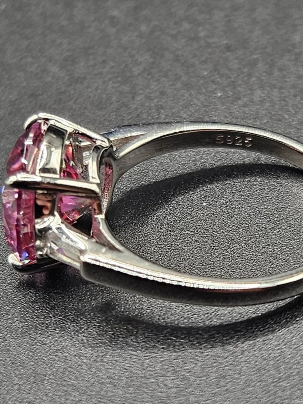 925 STERLING SILVER MOISSANITE 5CTW PINK SOLITAIRE RING SIZE 8
